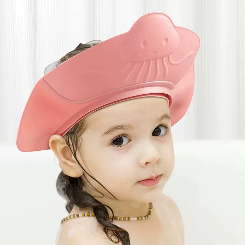 Free Sample Soft Baby Shower Cap Shampoo Shower Hat Adjustable Bath Head Cap for Kids