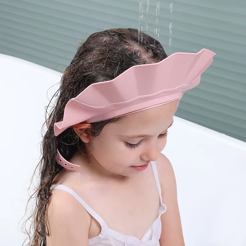 Free Sample Soft Baby Shower Cap Shampoo Shower Hat Adjustable Bath Head Cap for Kids